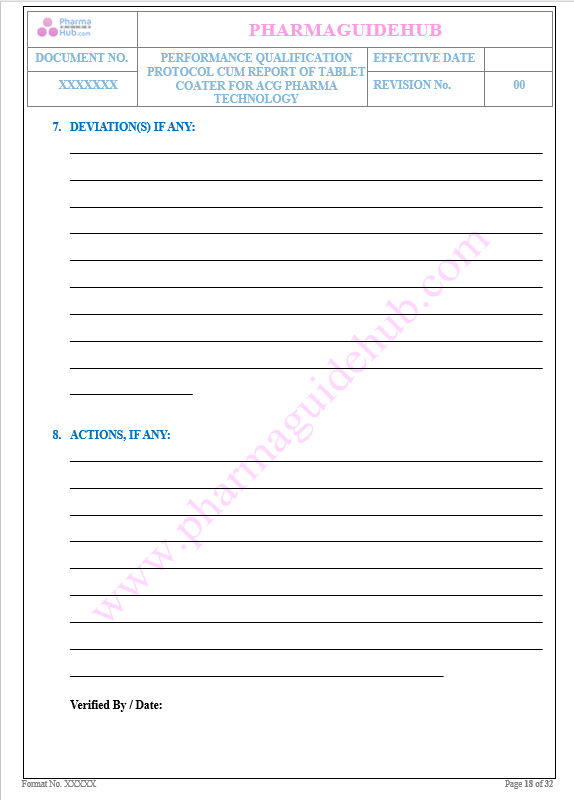 Performance Qualification of Tablet Coating Machine