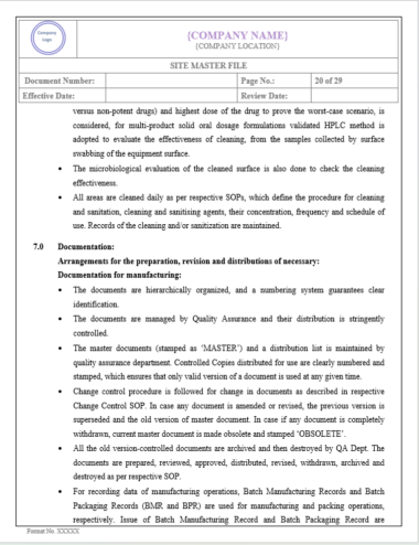 SITE MASTER FILE (SMF) – PharmaGuideHub