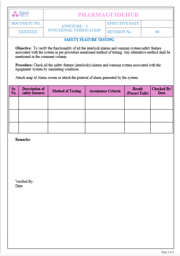 OPERATIONAL QUALIFICATION PROTOCOL CUM REPORT FOR FLUID BED PROCESSOR 