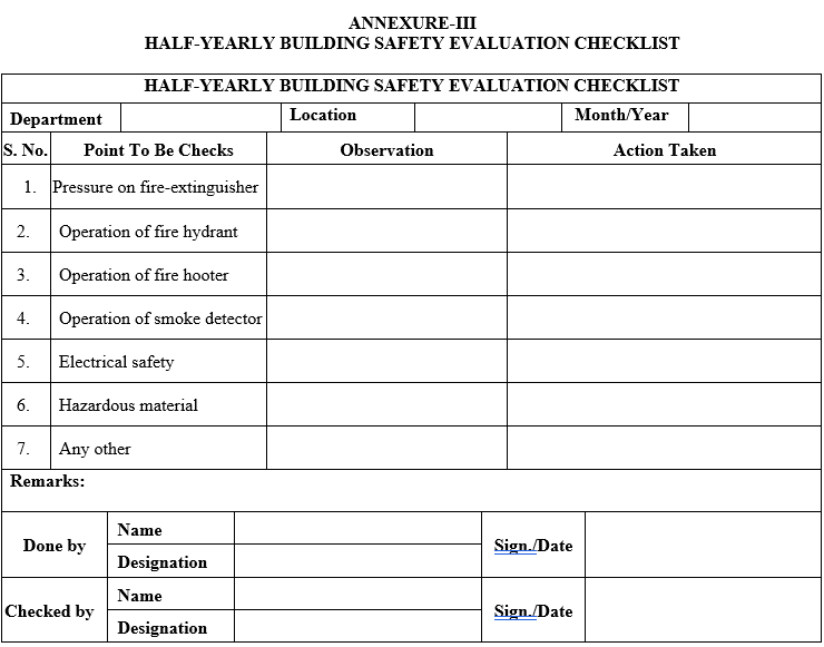 BUILDING SAFETY EVALUATION CHECKLIST