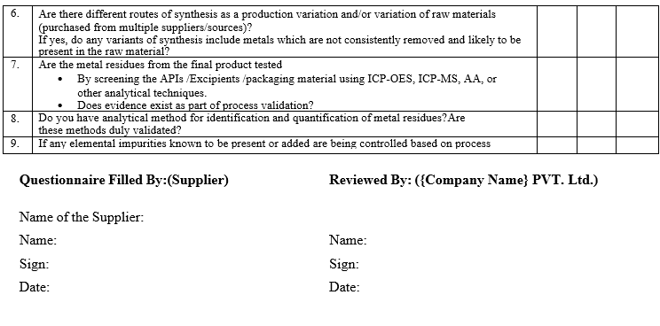 SUPPLIER QUALIFICATION PROGRAM FOR PHARMACEUTICAL AIDS, SOLVENTS AND GASES