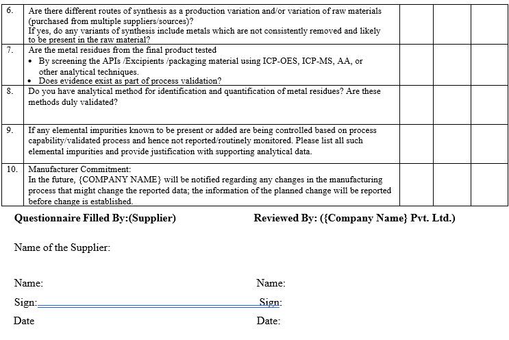 SUPPLIER QUALIFICATION PROGRAM FOR PHARMACEUTICAL AIDS, SOLVENTS AND GASES