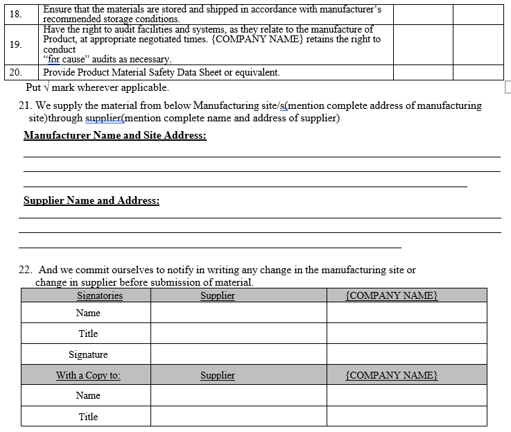SUPPLIER QUALIFICATION PROGRAM FOR PHARMACEUTICAL AIDS, SOLVENTS AND GASES