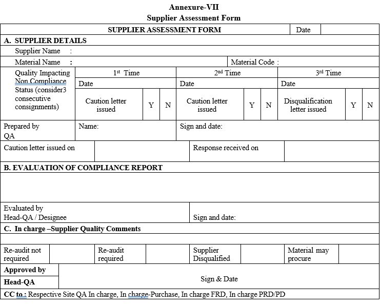 SUPPLIER QUALIFICATION PROGRAM FOR PHARMACEUTICAL AIDS, SOLVENTS AND GASES
