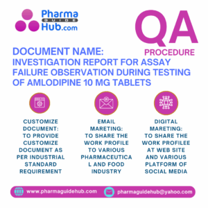 INVESTIGATION REPORT FOR ASSAY FAILURE OBSERVATION DURING TESTING OF AMLODIPINE 10 MG TABLETS