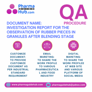 INVESTIGATION REPORT FOR THE OBSERVATION OF RUBBER PIECES IN GRANULES AFTER BLENDING STAGE