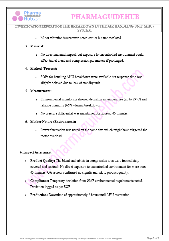 BREAKDOWN IN THE AIR HANDLING UNIT (AHU) SYSTEM