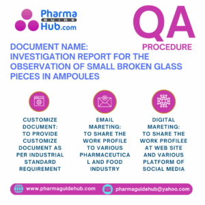 INVESTIGATION REPORT FOR THE OBSERVATION OF SMALL BROKEN GLASS PIECES IN AMPOULES