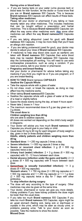 PACKAGE LEAFLET FOR AMOXICILLIN CAPSULES BP 500 MG