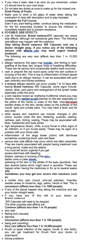 PACKAGE LEAFLET FOR AMOXICILLIN CAPSULES BP 500 MG