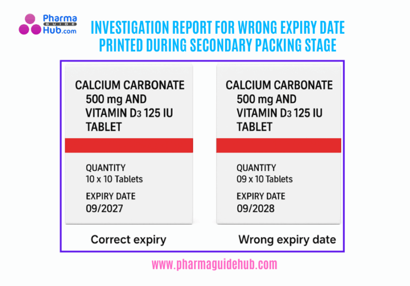 INVESTIGATION REPORT FOR WRONG EXPIRY DATE PRINTED DURING SECONDARY PACKING STAGE