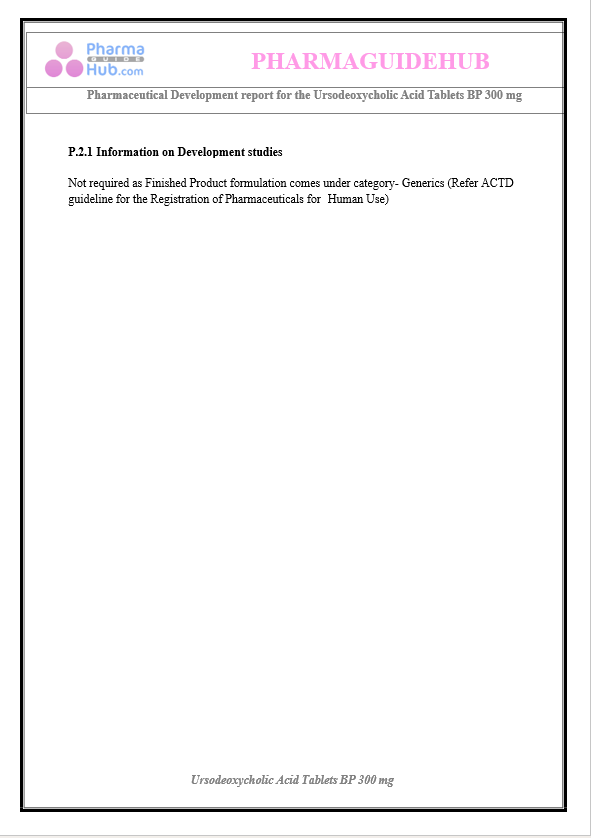 Product Development Report of Ursodeoxycholic Acid
