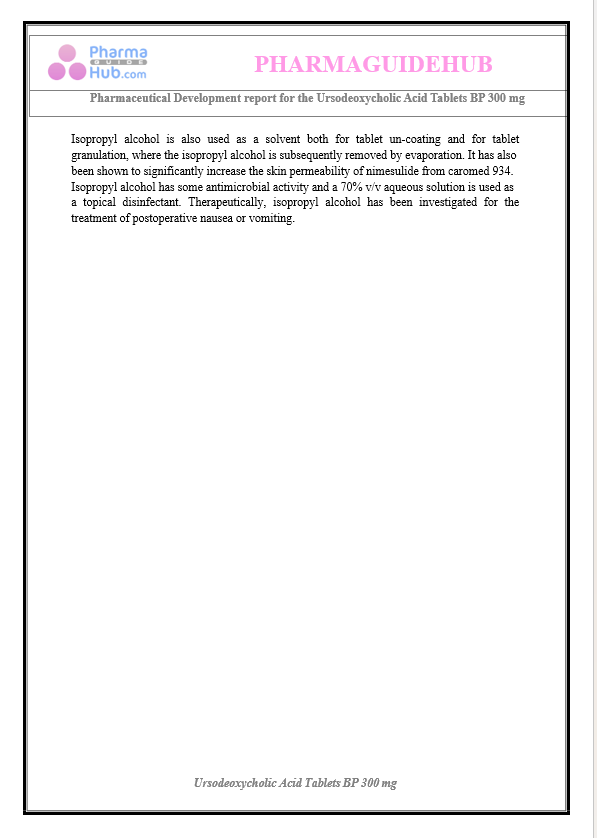 Product Development Report of Ursodeoxycholic Acid