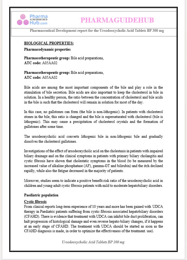 Product Development Report of Ursodeoxycholic Acid