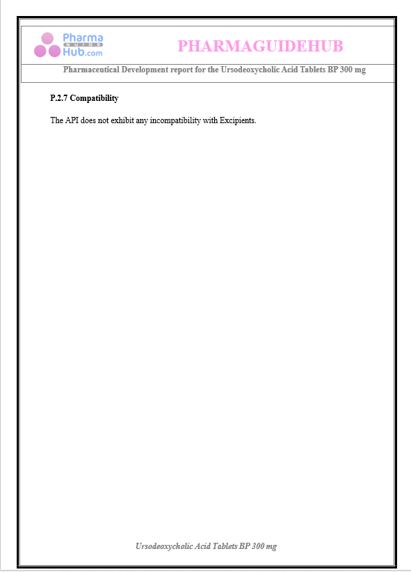 Product Development Report of Ursodeoxycholic Acid