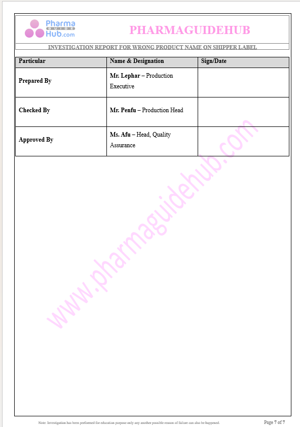 WRONG PRODUCT NAME ON SHIPPER LABEL