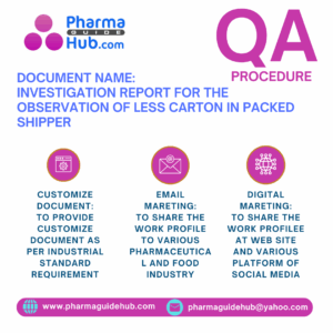 INVESTIGATION REPORT FOR THE OBSERVATION OF LESS CARTON IN PACKED SHIPPER