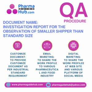 INVESTIGATION REPORT FOR THE OBSERVATION OF SMALLER SHIPPER THAN STANDARD SIZE