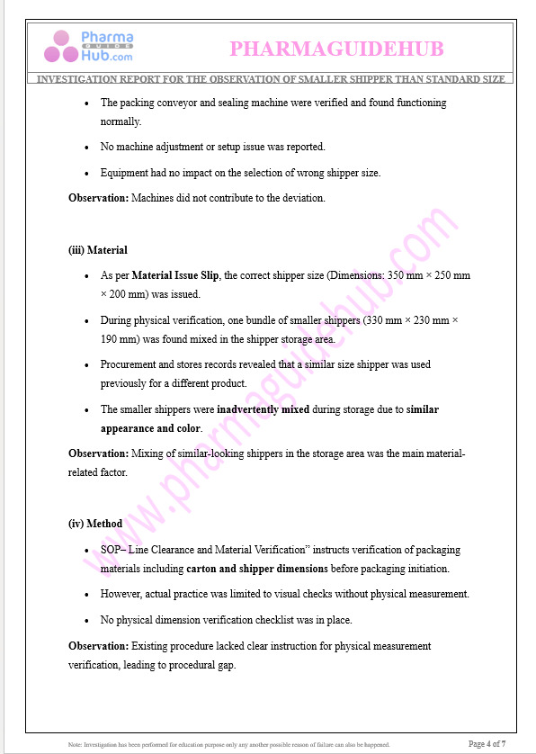 SMALLER SHIPPER THAN STANDARD SIZE