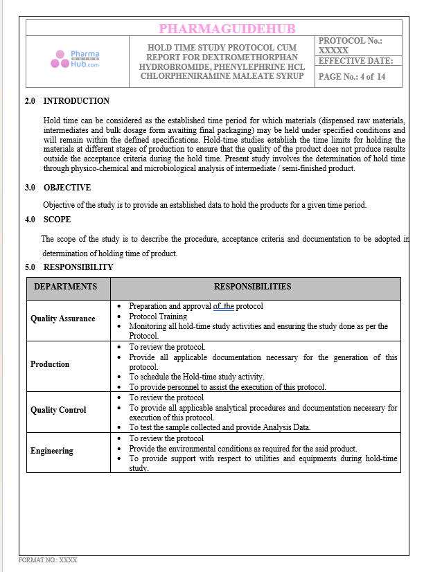 HOLD TIME STUDY PROTOCOL