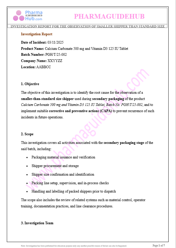 SMALLER SHIPPER THAN STANDARD SIZE