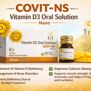 COVIT NS 60000 IU Vitamin D3 Oral Solution | Sugar Free | For Nutritional Support | Bone, Joint & Muscle Care