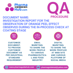 INVESTIGATION REPORT FOR THE OBSERVATION OF ORANGE PEEL EFFECT OBSERVED DURING THE IN-PROCESS CHECK AT COATING STAGE