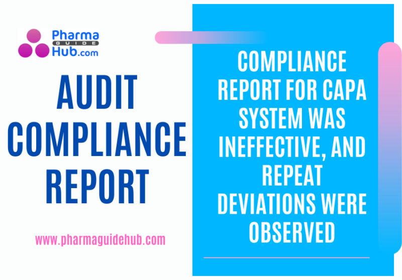 COMPLIANCE REPORT FOR CAPA SYSTEM WAS INEFFECTIVE, AND REPEAT DEVIATIONS WERE OBSERVED
