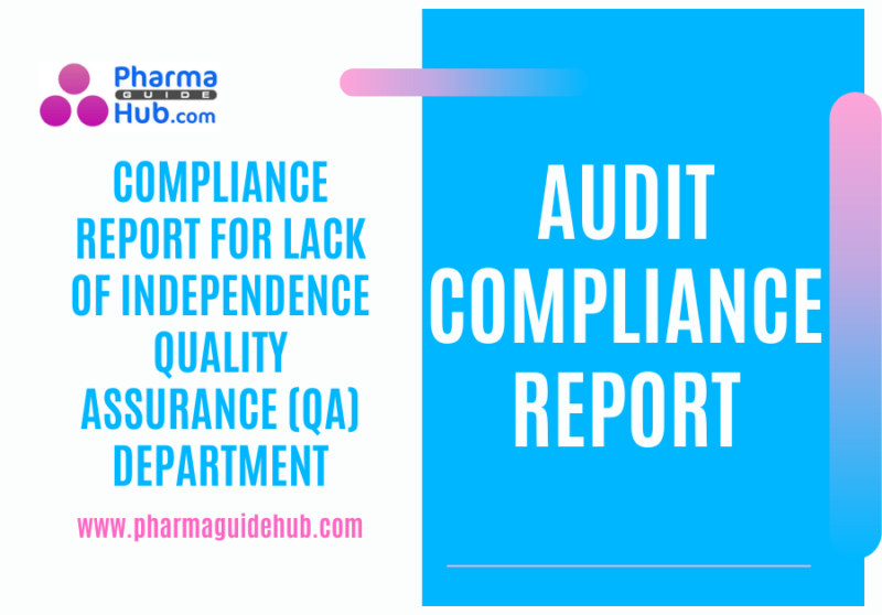 COMPLIANCE REPORT FOR LACK OF INDEPENDENCE QUALITY ASSURANCE (QA) DEPARTMENT