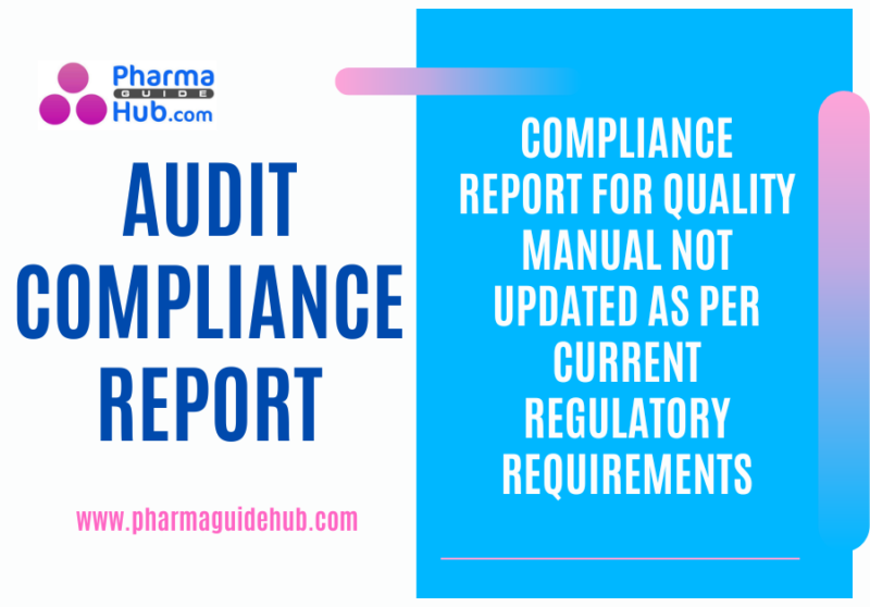 COMPLIANCE REPORT FOR QUALITY MANUAL NOT UPDATED AS PER CURRENT REGULATORY REQUIREMENTS