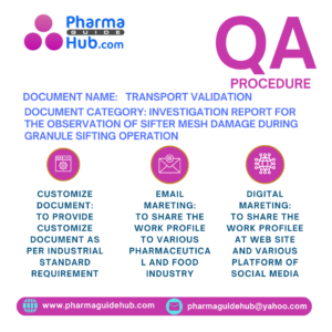 INVESTIGATION REPORT FOR THE OBSERVATION OF SIFTER MESH DAMAGE DURING GRANULE SIFTING OPERATION
