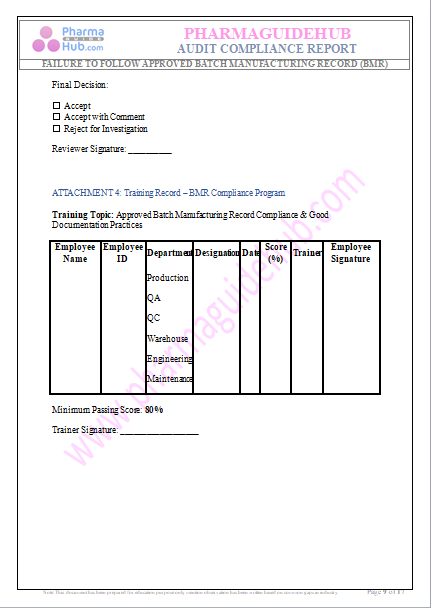 AUDIT COMPLIANCE REPORT