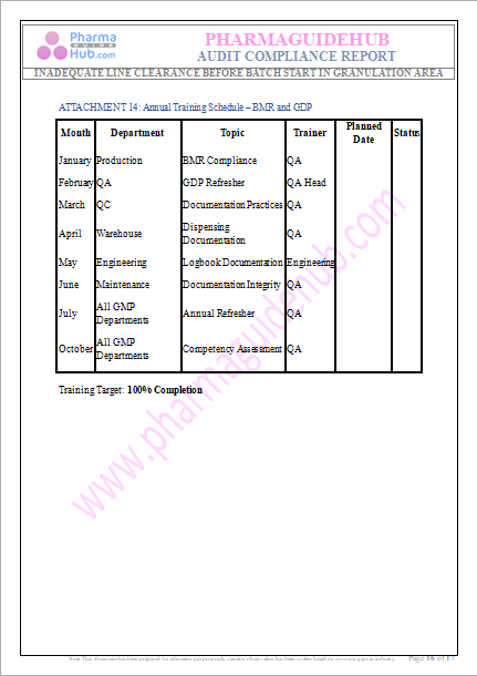 AUDIT COMPLIANCE REPORT