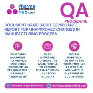 AUDIT COMPLIANCE REPORT FOR UNAPPROVED CHANGES IN MANUFACTURING PROCESS