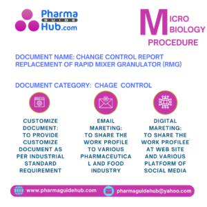 CHANGE CONTROL REPORT REPLACEMENT OF RAPID MIXER GRANULATOR (RMG)