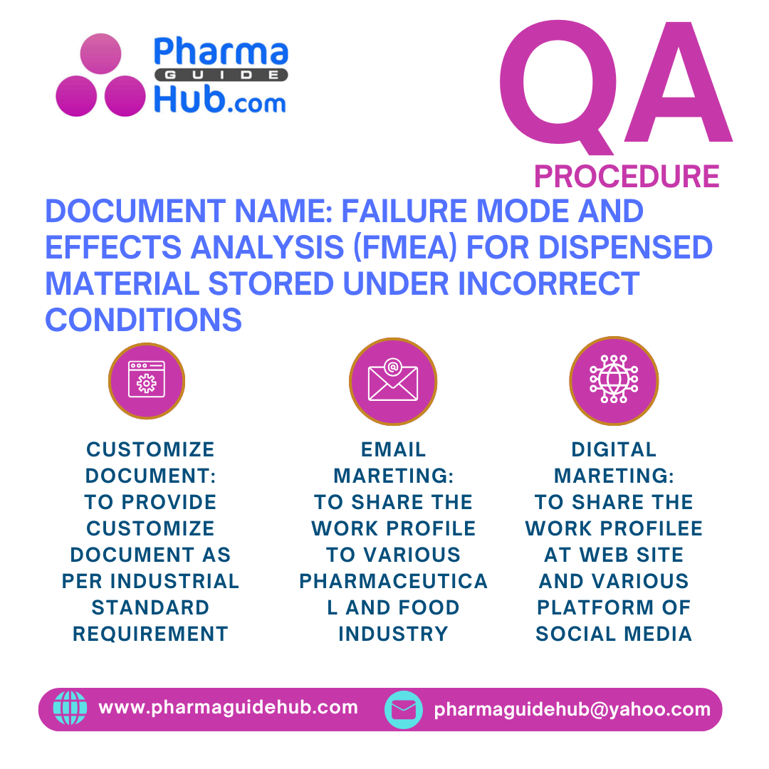 FAILURE MODE AND EFFECTS ANALYSIS (FMEA) FOR DISPENSED MATERIAL STORED UNDER INCORRECT CONDITIONS
